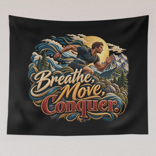 Item preview, Breathe Move Conquer Motivational Running Embroidery Design designed and sold by Emoji Emblems.