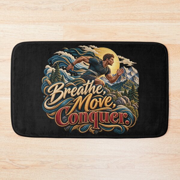 Item preview, Breathe Move Conquer Motivational Running Embroidery Design designed and sold by Emoji Emblems.