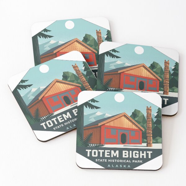 Item preview, Totem Bight State Historical Park Modern Retro Hexagon Alaska Sticker designed and sold by DetourDgn.
