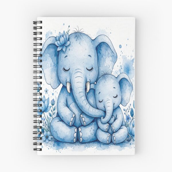 Item preview, Mother and Baby Blue Elephant - Cute Mindful Family Love Sticker and Nursery Wall Art designed and sold by KRVC Studio .