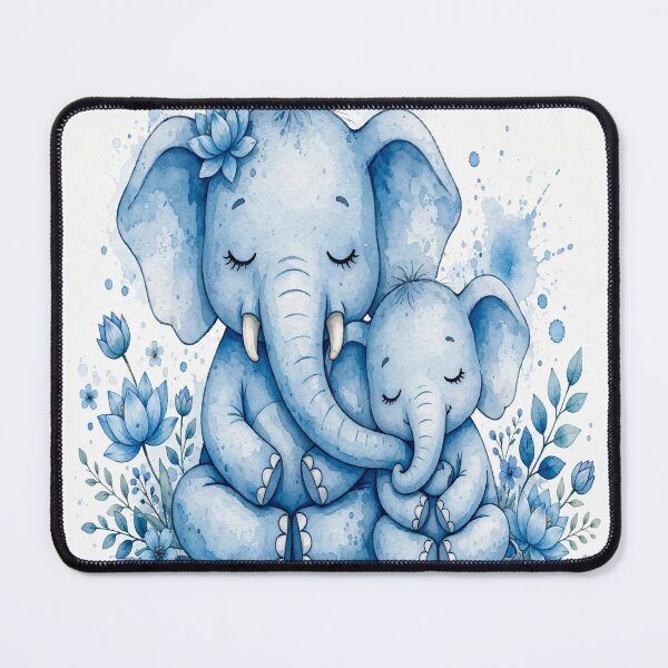 Item preview, Mother and Baby Blue Elephant - Cute Mindful Family Love Sticker and Nursery Wall Art designed and sold by KRVC Studio .