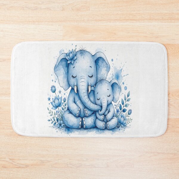 Item preview, Mother and Baby Blue Elephant - Cute Mindful Family Love Sticker and Nursery Wall Art designed and sold by KRVC Studio .