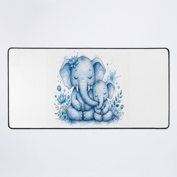 Item preview, Mother and Baby Blue Elephant - Cute Mindful Family Love Sticker and Nursery Wall Art designed and sold by KRVC Studio .