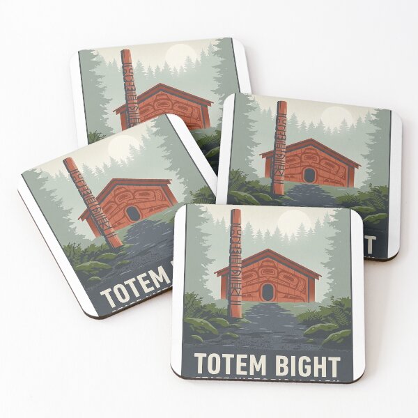 Item preview, Totem Bight State Historical Park Misty Rainforest Vintage Poster Sticker designed and sold by DetourDgn.