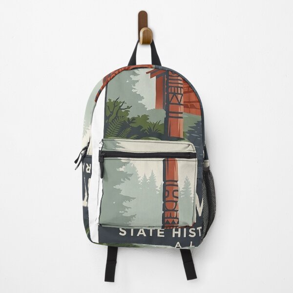 Item preview, Totem Bight State Historical Park Misty Rainforest Vintage Poster Sticker designed and sold by DetourDgn.