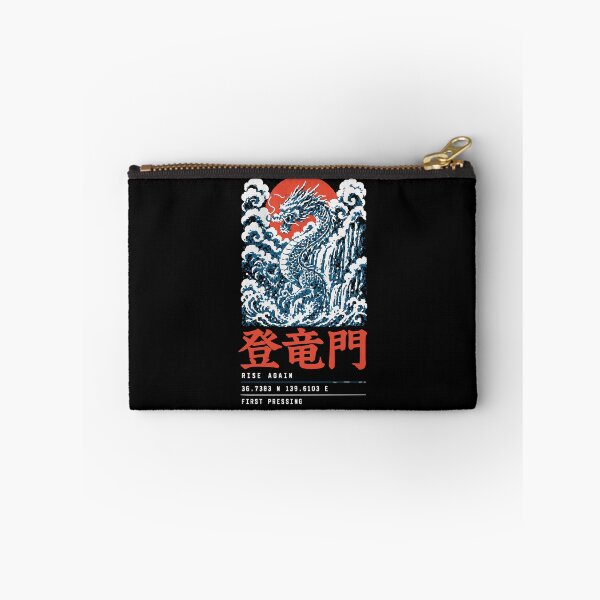 Item preview, 登竜門 rising dragon waterfall woodblock streetwear back-print tee designed and sold by WAVE-JP.