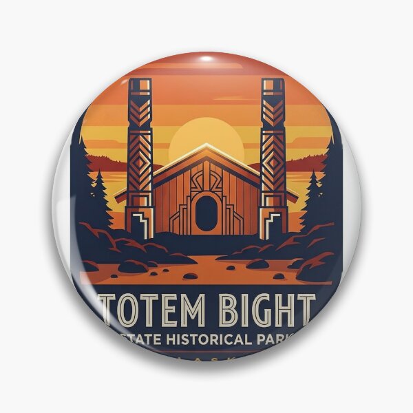 Artikelvorschau, Totem Bight Alaska Art Deco Sunset Clan House Ovaler Aufkleber entworfen und verkauft von DetourDgn.