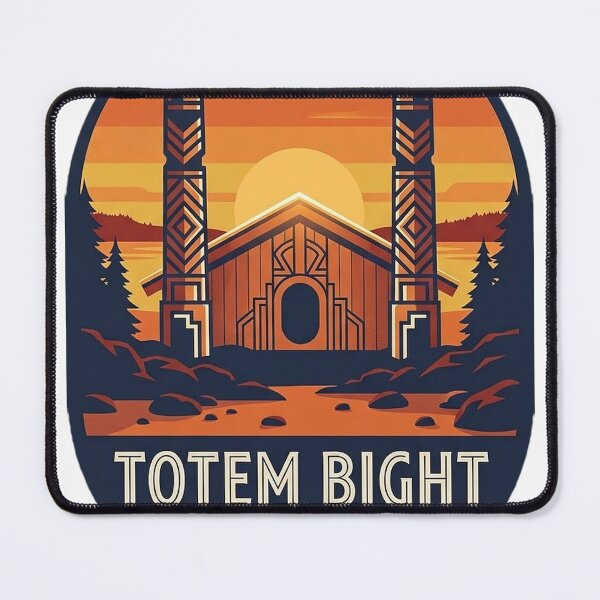 Item preview, Totem Bight Alaska Art Deco Sunset Clan House Oval Sticker designed and sold by DetourDgn.