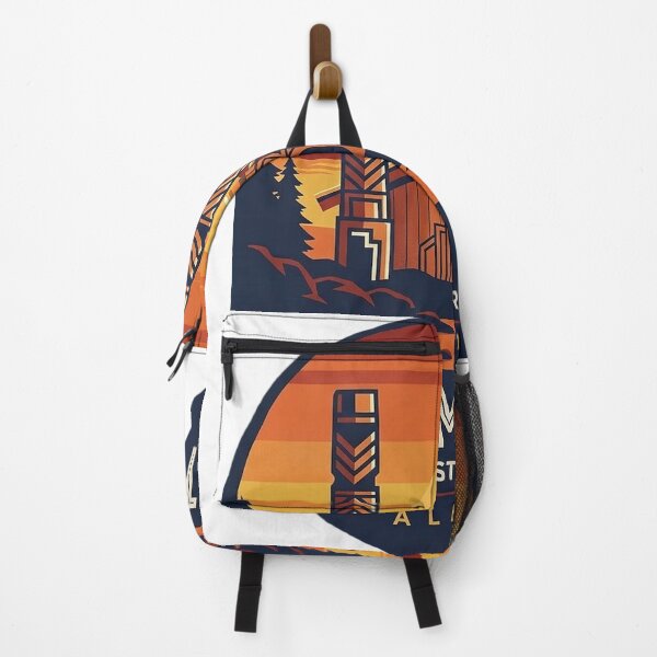 Item preview, Totem Bight Alaska Art Deco Sunset Clan House Oval Sticker designed and sold by DetourDgn.
