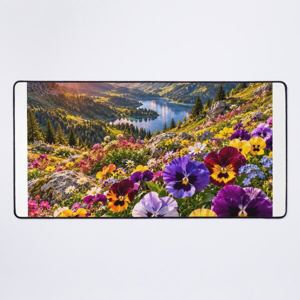 Item preview, Mountain Pansy Wildflower Lake Sunset Alpine Landscape Wall Art designed and sold by IRON SIREN.