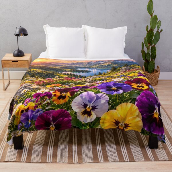 Item preview, Mountain Pansy Wildflower Lake Sunset Alpine Landscape Wall Art designed and sold by IRON SIREN.