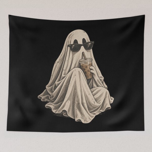 Item preview, Cool Ghost Iced Coffee Spooky Halloween Retro designed and sold by will freed18.