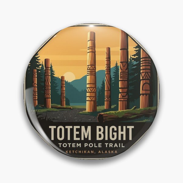 Artikelvorschau, Totem Bight Totem Pole Trail Ketchikan Alaska Vintage Badge entworfen und verkauft von DetourDgn.