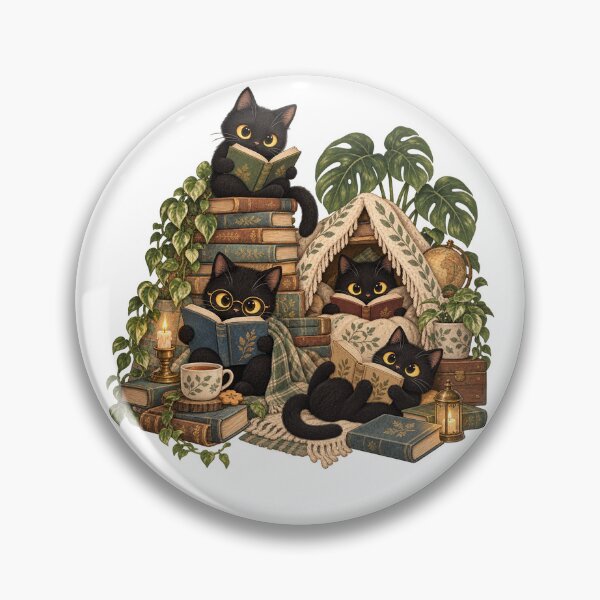 Item preview, Cozy Black Cats Reading Books Cottagecore Book Lover designed and sold by will freed18.