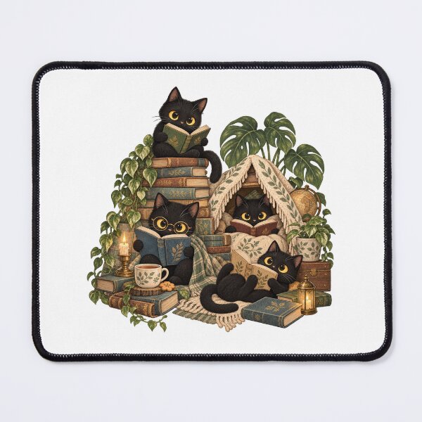 Item preview, Cozy Black Cats Reading Books Cottagecore Book Lover designed and sold by will freed18.