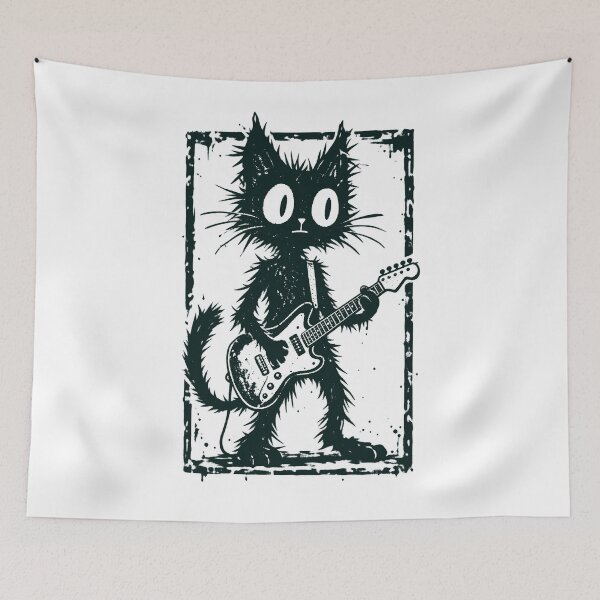 Item preview, Rock and Roll Cat Electric Guitar Vintage Grunge designed and sold by will freed18.