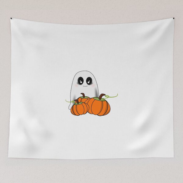Item preview, Cute Halloween Ghost with Pumpkins | Kawaii Spooky Season Autumn Design designed and sold by ForcePrint.