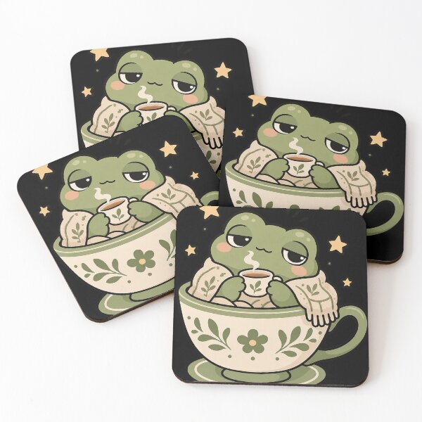 Item preview, Sleepy Kawaii Frog in a Cozy Floral Teacup designed and sold by Ritik11.