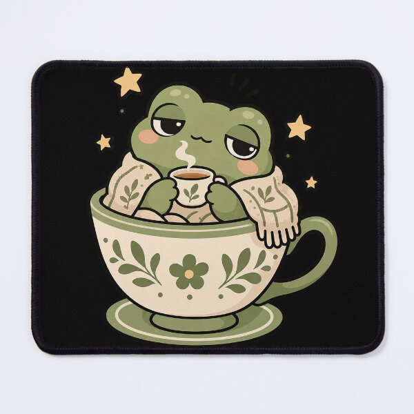 Item preview, Sleepy Kawaii Frog in a Cozy Floral Teacup designed and sold by Ritik11.