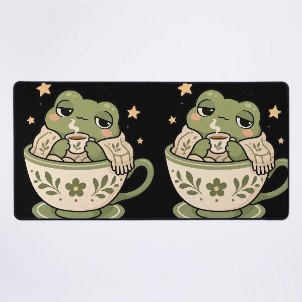 Item preview, Sleepy Kawaii Frog in a Cozy Floral Teacup designed and sold by Ritik11.