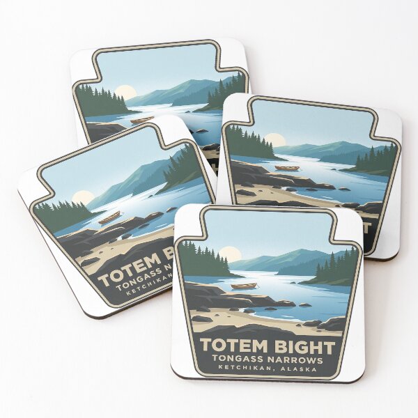 Item preview, Totem Bight Tongass Narrows Ketchikan Alaska Retro Sticker designed and sold by DetourDgn.