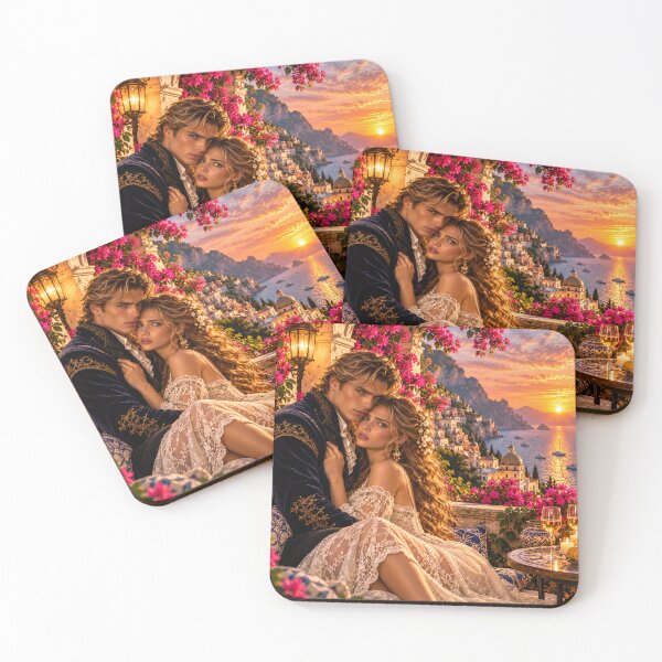 Item preview, Romantic Couple Amalfi Coast Sunset Wall Art – Italian Riviera Love Decor designed and sold by IRON SIREN.