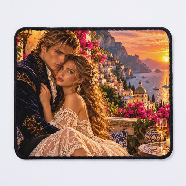Item preview, Romantic Couple Amalfi Coast Sunset Wall Art – Italian Riviera Love Decor designed and sold by IRON SIREN.