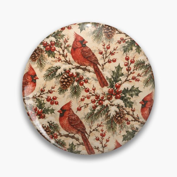 Item preview, Vintage Christmas Cardinal Holly Snow designed and sold by mycute-stickers.