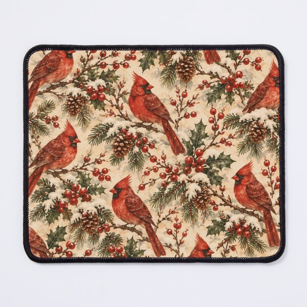 Item preview, Vintage Christmas Cardinal Holly Snow designed and sold by mycute-stickers.