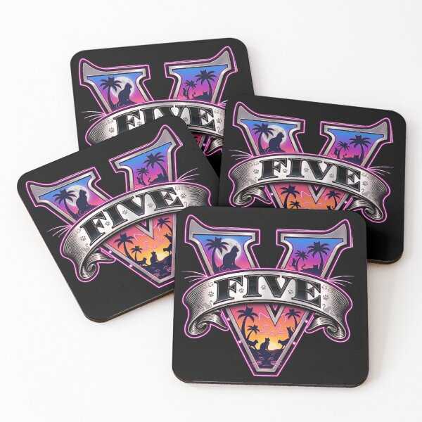 Item preview, Vice Cats Five Logo - Retro Neon Miami Synthwave designed and sold by Retro Whiskers.