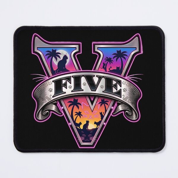 Item preview, Vice Cats Five Logo - Retro Neon Miami Synthwave designed and sold by Retro Whiskers.