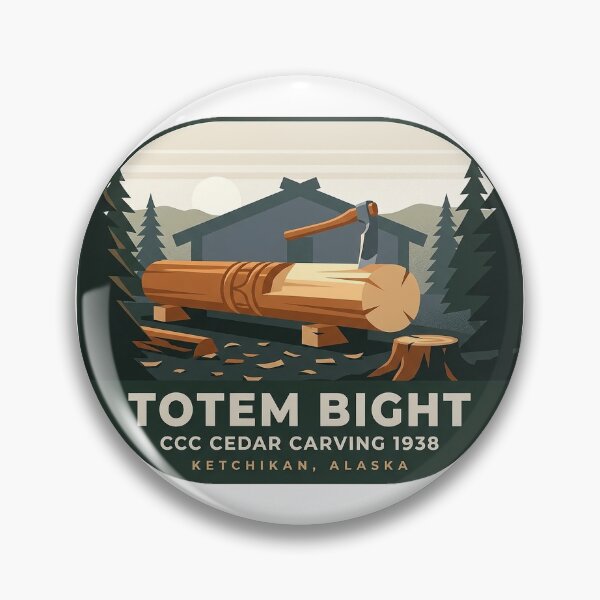 Item preview, Totem Bight CCC Cedar Carving Heritage 1938 Alaska Retro Sticker designed and sold by DetourDgn.