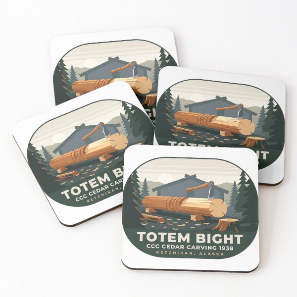 Item preview, Totem Bight CCC Cedar Carving Heritage 1938 Alaska Retro Sticker designed and sold by DetourDgn.
