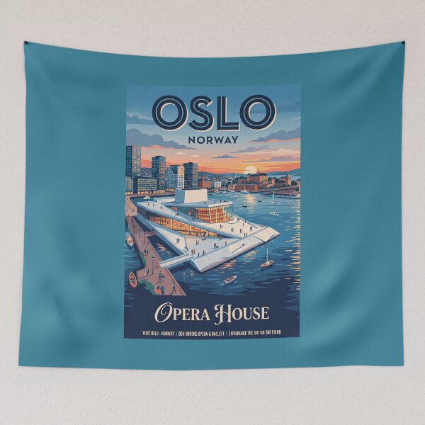 Item preview, Oslo Opera House Norway Vintage Travel Poster designed and sold by ArtworkNorth.