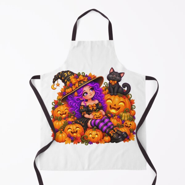 Item preview, Pumpkin Patch Witch – Cute Halloween Witch & Black Cat designed and sold by The Cutting Room.