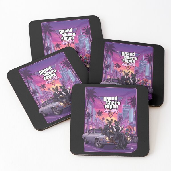 Item preview, Grand Theft Feline: Vice Cats Retro Miami Synthwave designed and sold by Retro Whiskers.