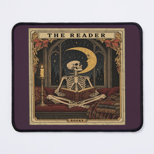 Item preview, Gothic Skeleton Reader for Book Lovers designed and sold by POD DYNASTY | Original Print On Demand T-Shirt Graphics.