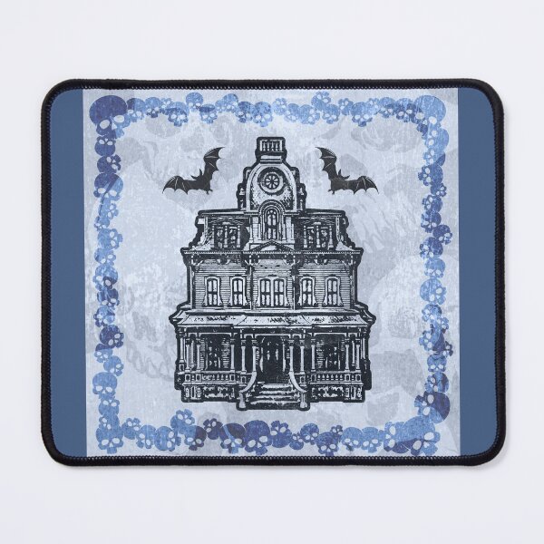 Item preview, Haunted Victorian Mansion Bats Gothic House Woodcut Blue designed and sold by Ghoul Enterprises.