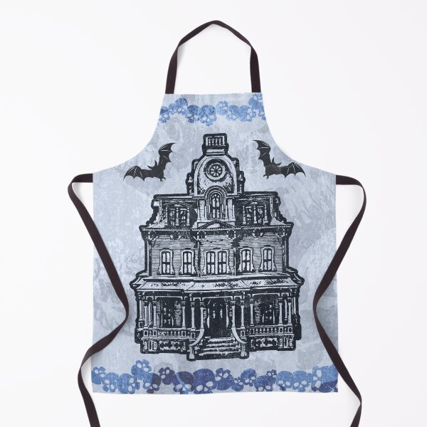 Item preview, Haunted Victorian Mansion Bats Gothic House Woodcut Blue designed and sold by Ghoul Enterprises.