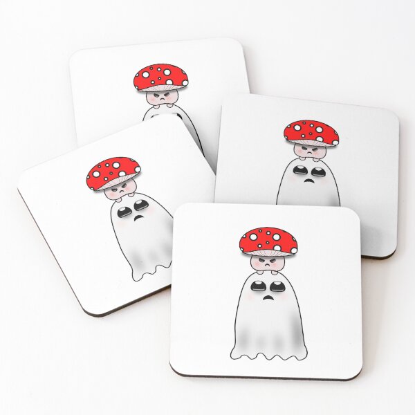 Item preview, Cute Ghost with Mushroom Hat | Kawaii Halloween Forest Spirit Design designed and sold by ForcePrint.