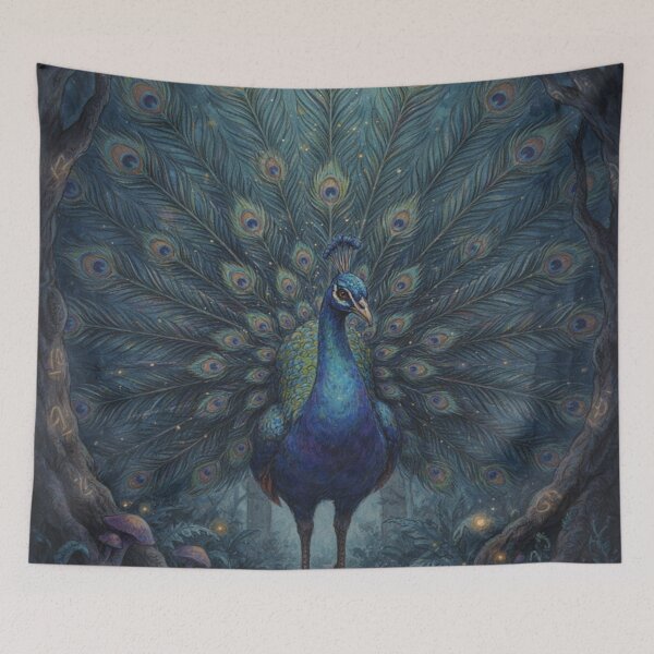 Item preview, Mystical Peacock Spirit – Celestial Fantasy Bird Art designed and sold by JanjjaSoulInk.