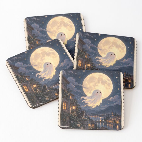 Item preview, Ghost Levitating Above Moonlit Tranquil Old European Village designed and sold by scicilysimonee.