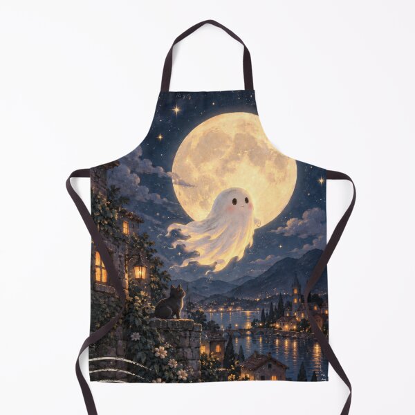 Item preview, Ghost Levitating Above Moonlit Tranquil Old European Village designed and sold by scicilysimonee.