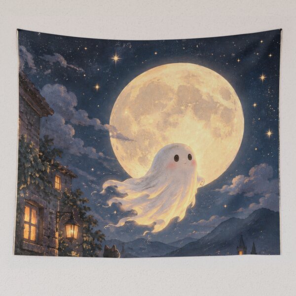 Item preview, Ghost Levitating Above Moonlit Tranquil Old European Village designed and sold by scicilysimonee.