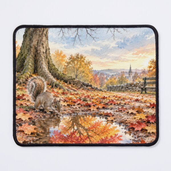 Item preview, Autumn Squirrel with Puddle Reflection designed and sold by Maria Dryfhout.