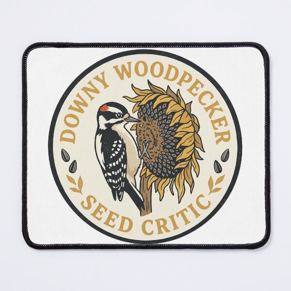 Item preview, Downy Woodpecker Seed Critic Funny Bird Illustration designed and sold by shifumart.