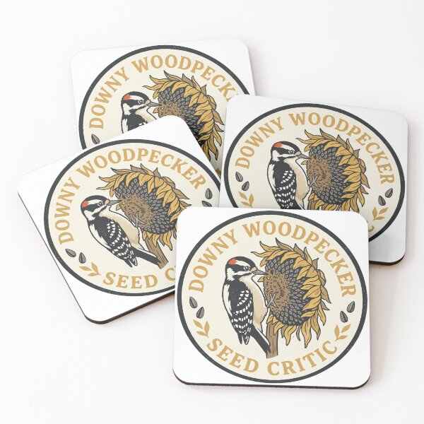 Item preview, Downy Woodpecker Seed Critic Funny Bird Illustration designed and sold by shifumart.