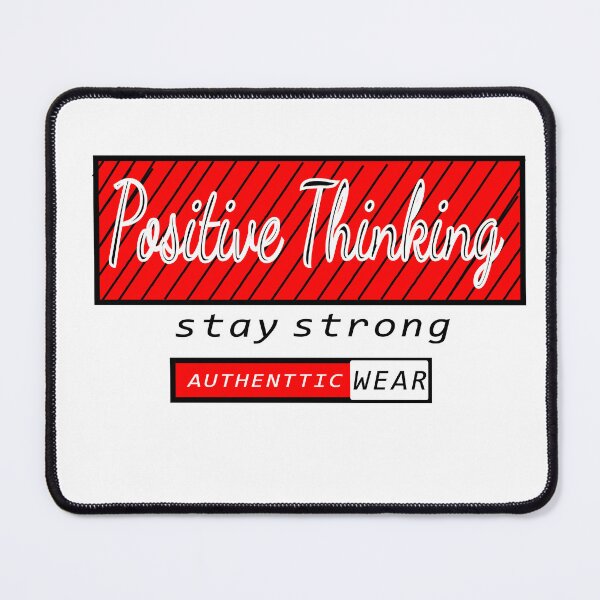 Item preview, "Positive Thinking - Authentic Wear" Red Striped Typography T-Shirt Design designed and sold by Carftora786.
