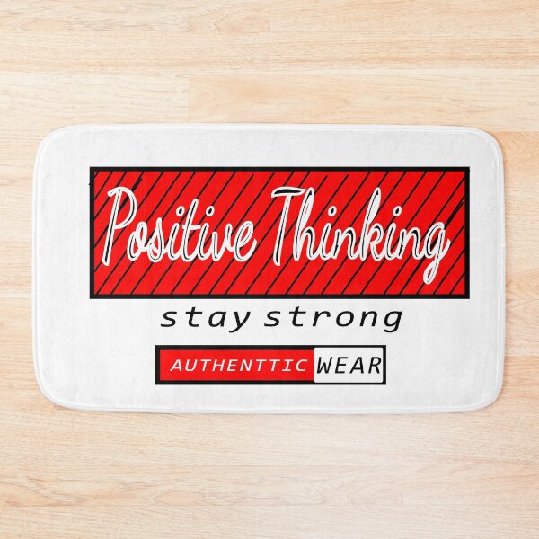 Item preview, "Positive Thinking - Authentic Wear" Red Striped Typography T-Shirt Design designed and sold by Carftora786.