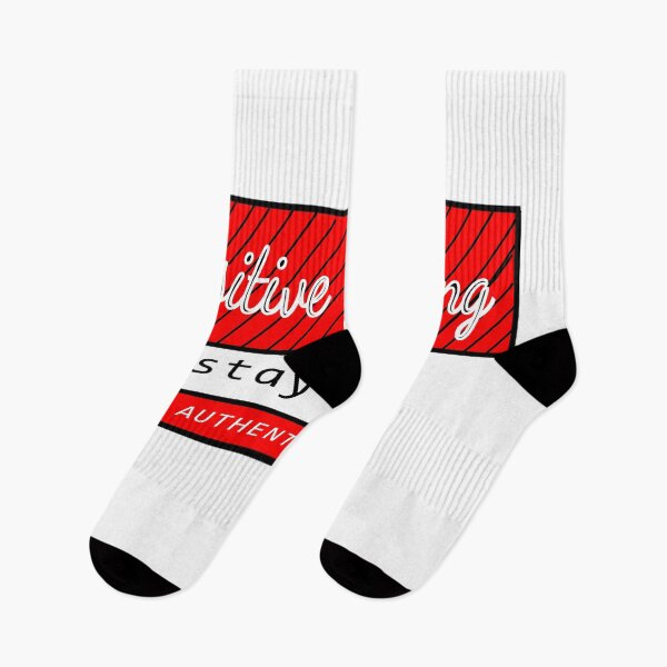 Item preview, "Positive Thinking - Authentic Wear" Red Striped Typography T-Shirt Design designed and sold by Carftora786.